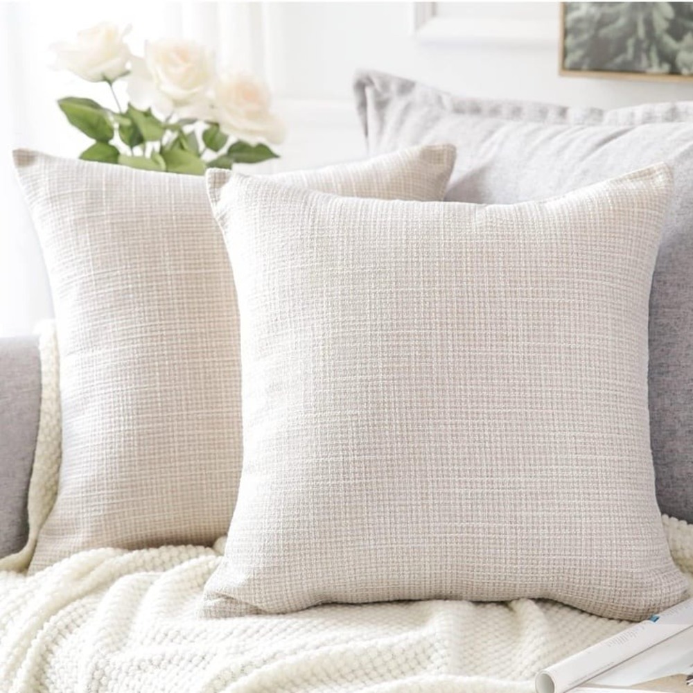 OTOSTAR Linen Throw Pillow Covers Set of 2 Decorative Square Pillowcases Cushion